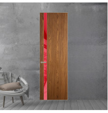 18 VE-V натуральный шпон Espresso 35M профиль Никель матовый вставка Красный лак ProfilDoors Orange