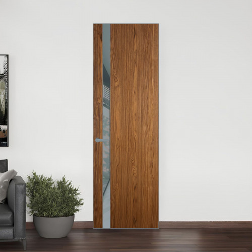 18 VE-V натуральный шпон Espresso 35M профиль Серебро вставка Темно-серый лак ProfilDoors Orange