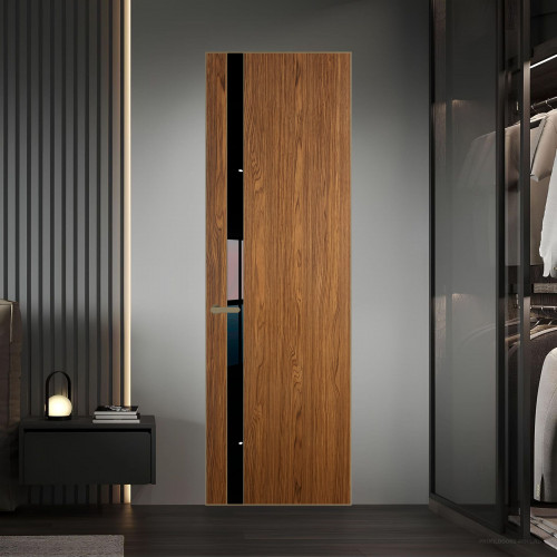 18 VE-V натуральный шпон Espresso 35M профиль Шампань вставка Черный лак ProfilDoors Orange
