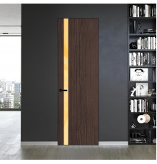 18 VE-V натуральный шпон Espresso 360M профиль Черный муар вставка Кремовый лак ProfilDoors Orange