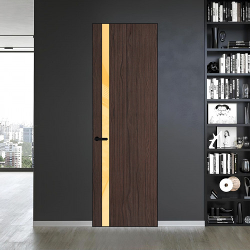 18 VE-V натуральный шпон Espresso 360M профиль Черный муар вставка Кремовый лак ProfilDoors Orange