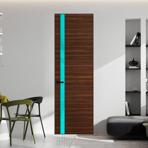 18 VE-H натуральный шпон Albero 1294M профиль Черный муар вставка Мята лак ProfilDoors Orange