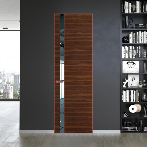 18 VE-H натуральный шпон Albero 1294M профиль Красный антрацит вставка Зеркало ProfilDoors Orange