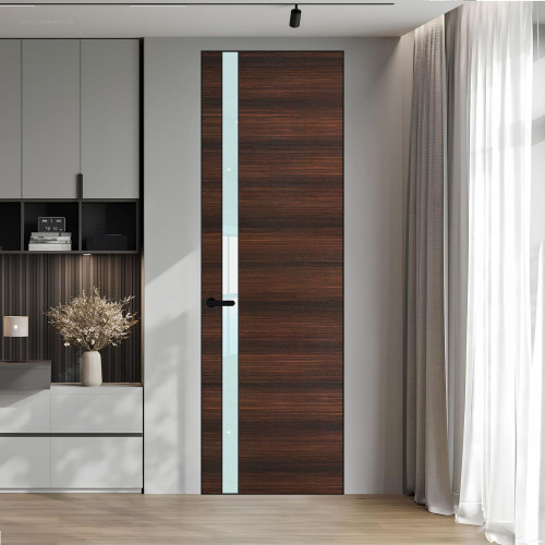 18 VE-H натуральный шпон Albero 1398S профиль Черный муар вставка Белый лак ProfilDoors Orange