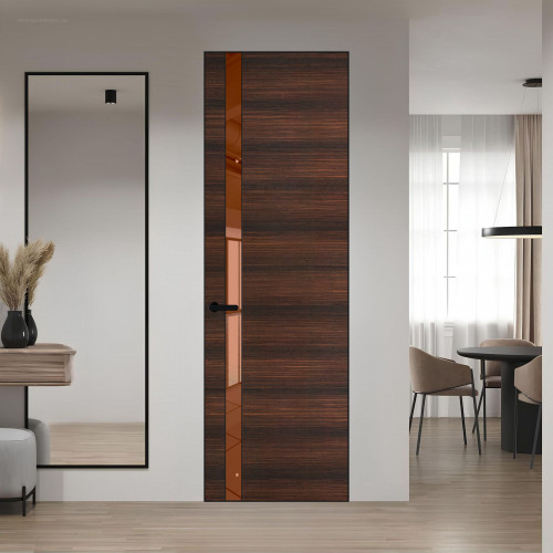 18 VE-H натуральный шпон Albero 1398S профиль Черный муар вставка Зеркало Bronza ProfilDoors Orange