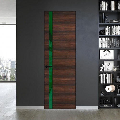 18 VE-H натуральный шпон Albero 1398S профиль Черный муар вставка Желтый лак ProfilDoors Orange