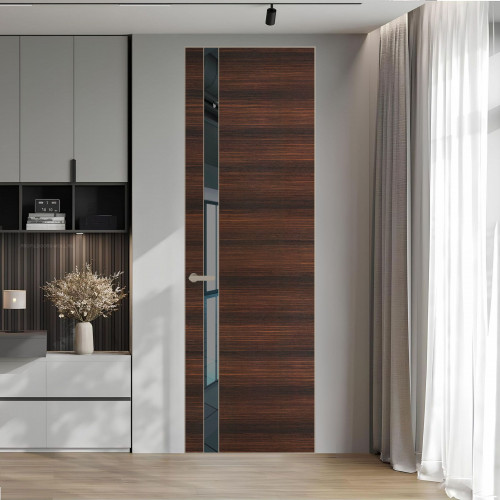 18 VE-H натуральный шпон Albero 1398S профиль Никель матовый вставка Зеркало Grey ProfilDoors Orange