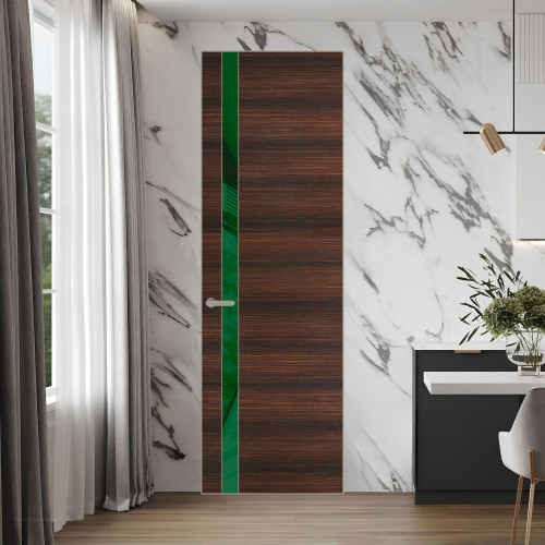 18 VE-H натуральный шпон Albero 1398S профиль Никель матовый вставка Желтый лак ProfilDoors Orange