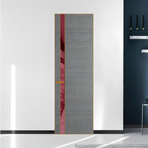 18 VE-H натуральный шпон Bianche Notti 01Q профиль Бронза вставка Бордовый лак ProfilDoors Orange