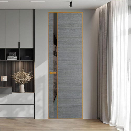 18 VE-H натуральный шпон Bianche Notti 01Q профиль Бронза вставка Графит лак ProfilDoors Orange