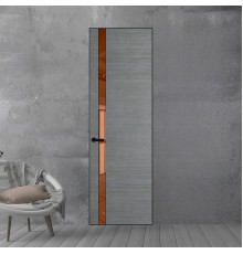 18 VE-H натуральный шпон Bianche Notti 01Q профиль Черный матовый вставка Зеркало Bronza ProfilDoors Orange