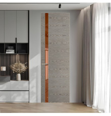 18 VE-H натуральный шпон Bianche Notti 08S профиль Никель матовый вставка Зеркало Bronza ProfilDoors Orange