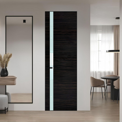 18 VE-H натуральный шпон Espresso 1042S профиль Черный матовый вставка Белый лак ProfilDoors Orange