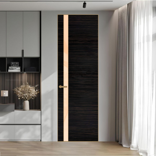 18 VE-H натуральный шпон Espresso 1042S профиль Золото вставка Бежевый лак ProfilDoors Orange
