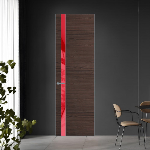 18 VE-H натуральный шпон Espresso 360M профиль Серебро вставка Красный лак ProfilDoors Orange