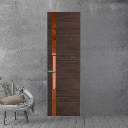 18 VE-H натуральный шпон Espresso 360M профиль Серебро вставка Зеркало Bronza ProfilDoors Orange