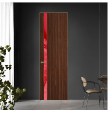 18 VE-V натуральный шпон Albero 1294M профиль Шампань вставка Красный лак ProfilDoors Orange