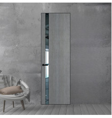 18 VE-V натуральный шпон Bianche Notti 01Q профиль Черный муар вставка Зеркало ProfilDoors Orange