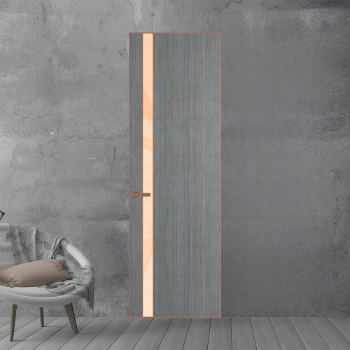 18 VE-V натуральный шпон Bianche Notti 01Q профиль Медь вставка Бежевый лак ProfilDoors Orange