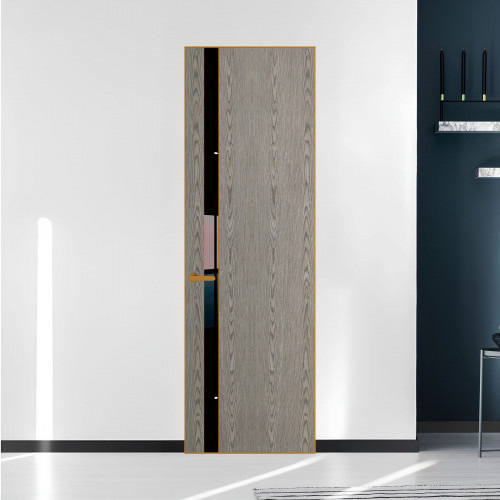 18 VE-V натуральный шпон Bianche Notti 08S профиль Бронза вставка Черный лак ProfilDoors Orange