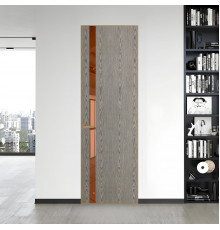 18 VE-V натуральный шпон Bianche Notti 08S профиль Золото вставка Зеркало Bronza ProfilDoors Orange