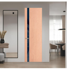 18 VE-V натуральный шпон Duna 1296M профиль Никель матовый вставка Темно-синий лак ProfilDoors Orange