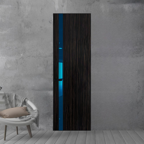 18 VE-V натуральный шпон Espresso 1042S профиль Черный муар вставка Зеркало Blue ProfilDoors Orange