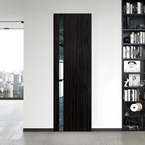 18 VE-V натуральный шпон Espresso 1042S профиль Черный муар вставка Зеркало ProfilDoors Orange