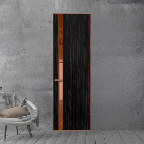 18 VE-V натуральный шпон Espresso 1042S профиль Медь вставка Зеркало Bronza ProfilDoors Orange