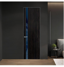 18 VE-V натуральный шпон Espresso 1042S профиль Серебро вставка Темно-синий лак ProfilDoors Orange