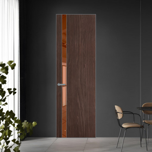 18 VE-V натуральный шпон Espresso 1386M профиль Серебро вставка Зеркало Bronza ProfilDoors Orange
