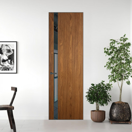 18 VE-V натуральный шпон Espresso 35M профиль Серая ночь вставка Зеркало Grey ProfilDoors Orange