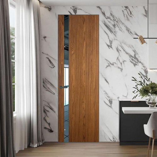 18 VE-V натуральный шпон Espresso 35M профиль Серая ночь вставка Зеркало ProfilDoors Orange