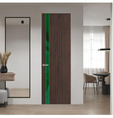 18 VE-V натуральный шпон Espresso 360M профиль Никель матовый вставка Желтый лак ProfilDoors Orange