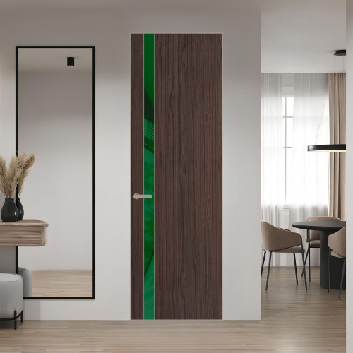 18 VE-V натуральный шпон Espresso 360M профиль Никель матовый вставка Желтый лак ProfilDoors Orange