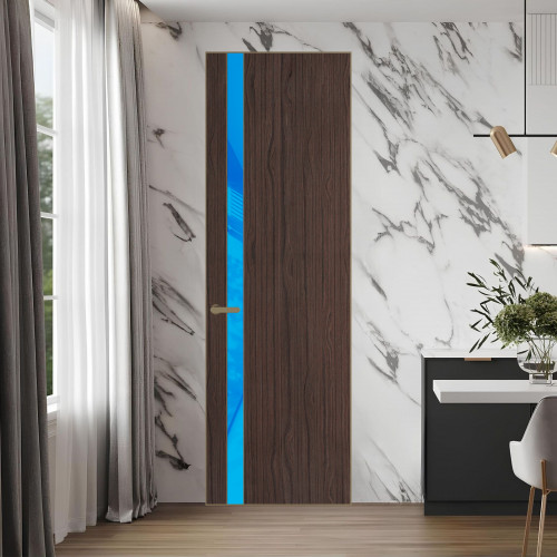18 VE-V натуральный шпон Espresso 360M профиль Шампань вставка Голубой лак ProfilDoors Orange