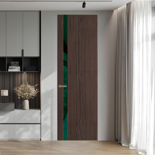 18 VE-V натуральный шпон Espresso 360M профиль Шампань вставка Темно-зеленый лак ProfilDoors Orange