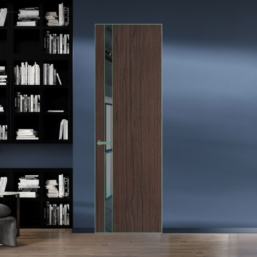 18 VE-V натуральный шпон Espresso 360M профиль Зеленый воск вставка Зеркало Grey ProfilDoors Orange