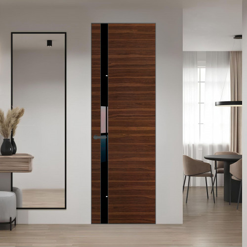 18 VE-H натуральный шпон Albero 1294M профиль Серая ночь вставка Черный лак ProfilDoors Orange