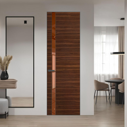 18 VE-H натуральный шпон Albero 1294M профиль Серая ночь вставка Зеркало Bronza ProfilDoors Orange
