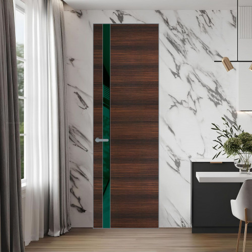 18 VE-H натуральный шпон Albero 1398S профиль Серебро вставка Темно-зеленый лак ProfilDoors Orange