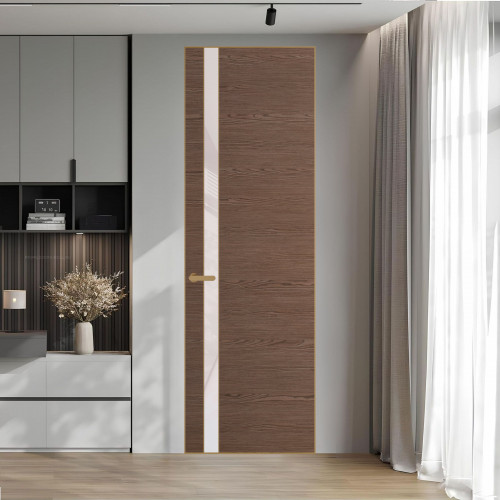 18 VE-H натуральный шпон Bianche Notti 822M профиль Золото вставка Светло-серый лак ProfilDoors Orange