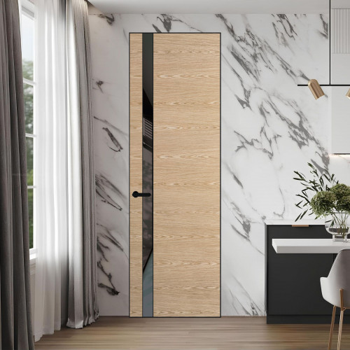 18 VE-H натуральный шпон Duna 500C профиль Черный муар вставка Графит лак ProfilDoors Orange
