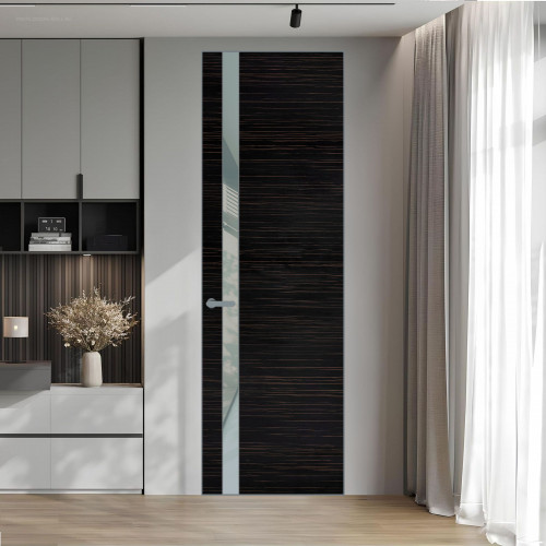 18 VE-H натуральный шпон Espresso 1042S профиль Серебро вставка Теплый серый лак ProfilDoors Orange