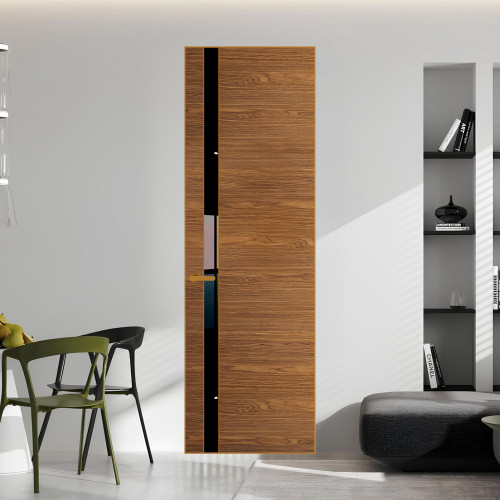 18 VE-H натуральный шпон Espresso 35M профиль Бронза вставка Черный лак ProfilDoors Orange