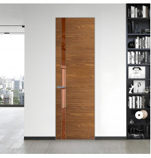 18 VE-H натуральный шпон Espresso 35M профиль Серебро вставка Зеркало Bronza ProfilDoors Orange