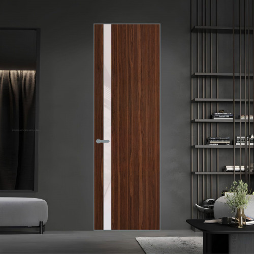18 VE-V натуральный шпон Albero 1294M профиль Серебро вставка Светло-серый лак ProfilDoors Orange