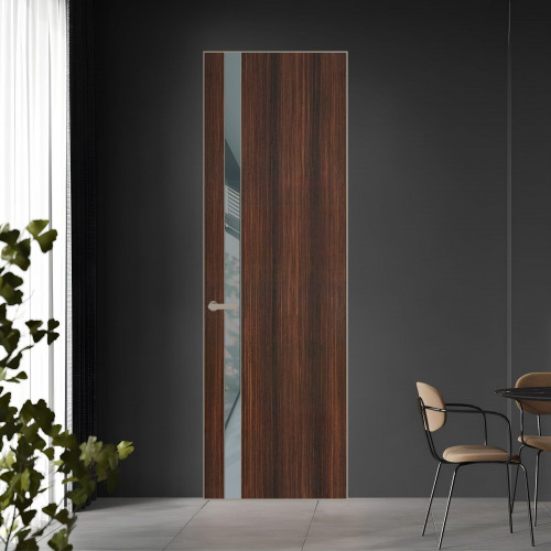 18 VE-V натуральный шпон Albero 1398S профиль Никель матовый вставка Темно-серый лак ProfilDoors Orange