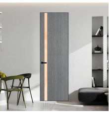 18 VE-V натуральный шпон Bianche Notti 01Q профиль Черный муар вставка Бежевый лак ProfilDoors Orange
