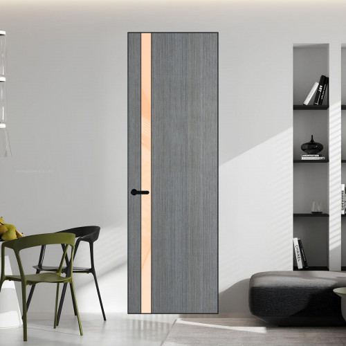 18 VE-V натуральный шпон Bianche Notti 01Q профиль Черный муар вставка Бежевый лак ProfilDoors Orange